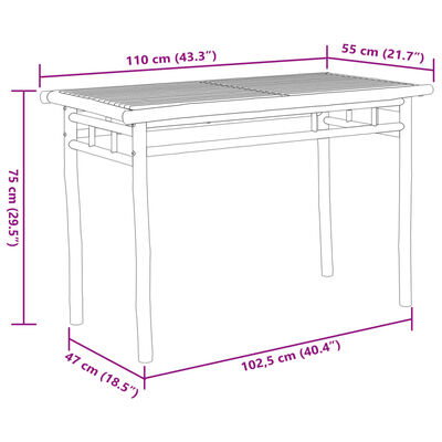 vidaXL Tuintafel 110x55x75 cm bamboe