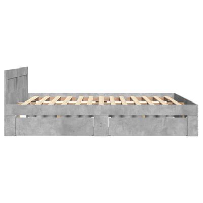 vidaXL Bedframe met hoofdeinde bewerkt hout betongrijs 140x190 cm