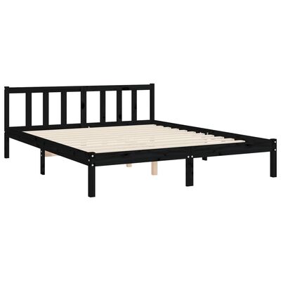 vidaXL Bedframe met hoofdbord massief hout zwart