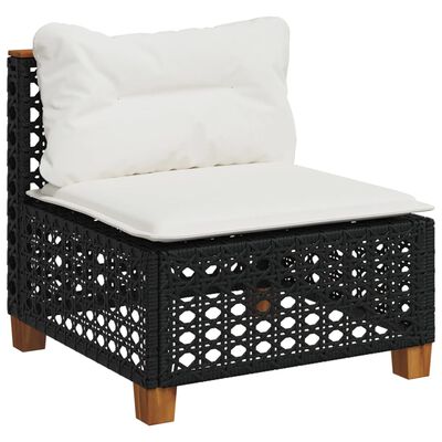 vidaXL 9-delige Loungeset met kussens poly rattan zwart