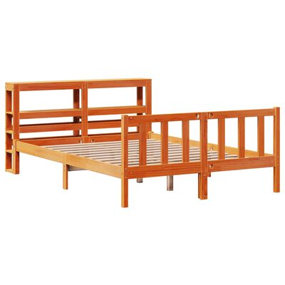 vidaXL Bedframe met hoofdbord grenenhout wasbruin 140x200 cm