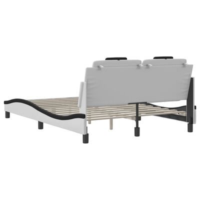 vidaXL Bedframe met hoofdbord kunstleer zwart en wit 140x200 cm