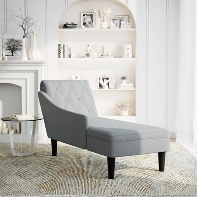 vidaXL Chaise longue met kussen en rechterarmleuning stof lichtgrijs