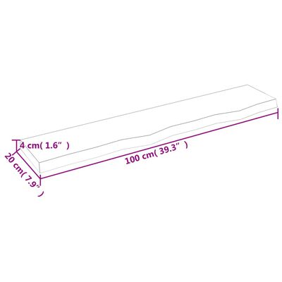 vidaXL Wandschap 100x20x4 cm behandeld massief eikenhout donkerbruin