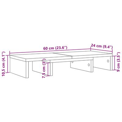 vidaXL Monitorstandaard verstelbaar 60x24x10,5 cm hout gerookt eiken