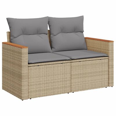 vidaXL 14-delige Loungeset met kussens poly rattan gemengd beige