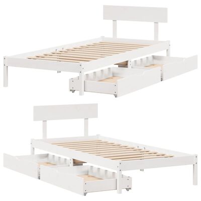 vidaXL Bedframe zonder matras massief grenenhout wit 90x200 cm