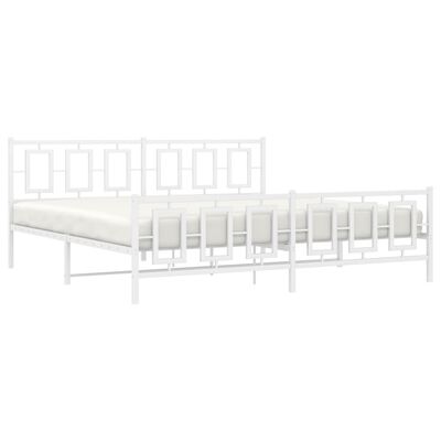 vidaXL Bedframe met hoofd- en voeteneinde metaal wit 200x200 cm