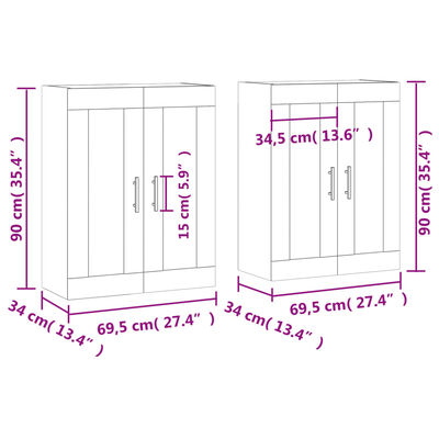 vidaXL Hangkasten 2 st bewerkt hout wit