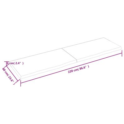 vidaXL Wastafelblad 220x60x(2-6) cm behandeld massief hout donkerbruin