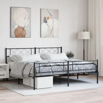 vidaXL Bedframe met hoofd- en voeteneinde metaal zwart 200x200 cm