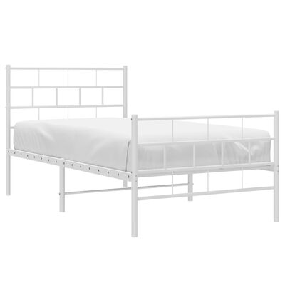 vidaXL Bedframe met hoofd- en voeteneinde metaal wit 75x190 cm