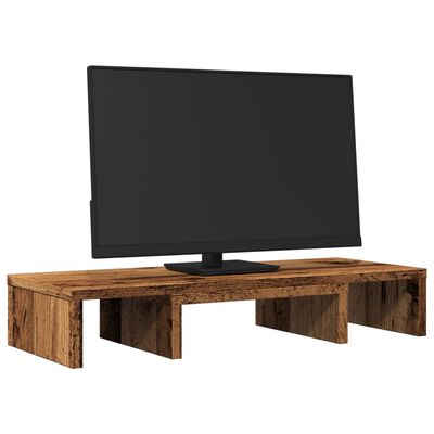 vidaXL Monitorstandaard verstelbaar 60x24x10,5 cm hout oud houtkleurig