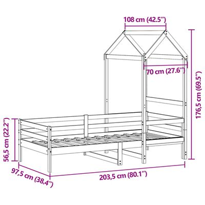 vidaXL Slaapbank met huisje 90x200 cm massief grenenhout