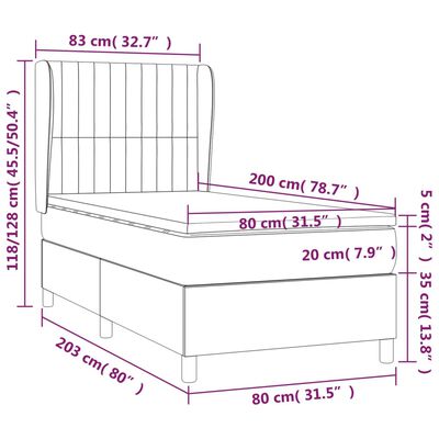 vidaXL Boxspring met matras stof donkerbruin 80x200 cm