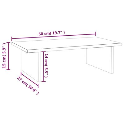 vidaXL Monitorstandaard 50x27x15 cm massief grenenhout grijs