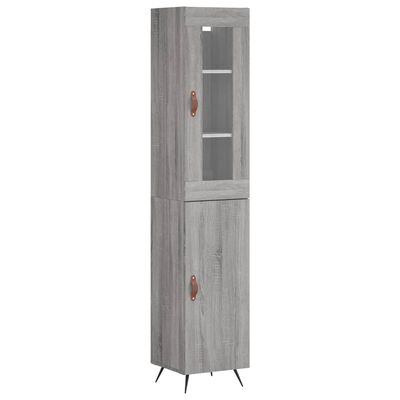 vidaXL Hoge kast 34,5x34x180 cm bewerkt hout grijs sonoma eikenkleurig