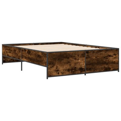 vidaXL Bedframe bewerkt hout metaal gerookt eikenkleurig 120x200 cm