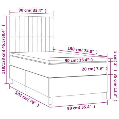 vidaXL Boxspring met matras stof zwart 90x190 cm