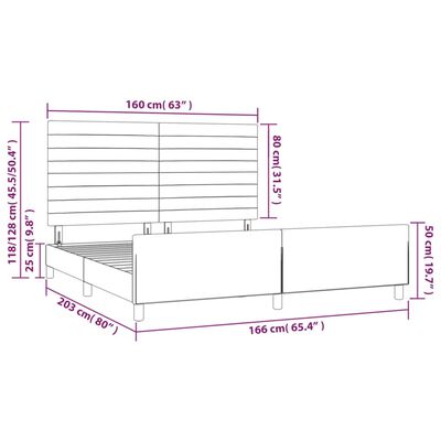 vidaXL Bedframe zonder matras stof crèmekleurig 160x200 cm