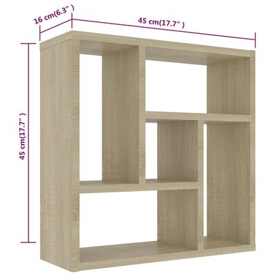 vidaXL Wandschap 45,1x16x45,1 cm bewerkt hout sonoma eikenkleurig