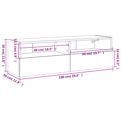 vidaXL Tv-wandmeubel 100x30x30 cm bewerkt hout zwart