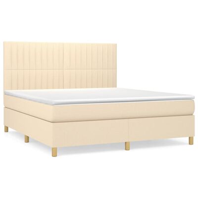 vidaXL Boxspring met matras stof crèmekleurig 160x200 cm