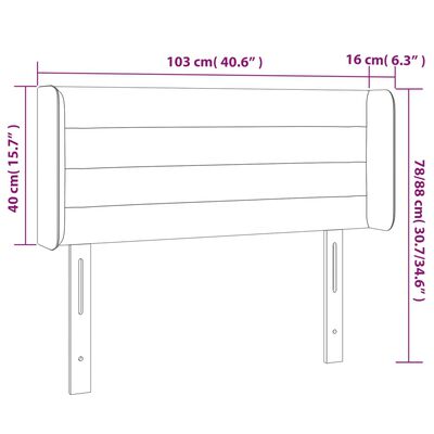 vidaXL Hoofdbord met randen 103x16x78/88 cm stof crèmekleurig