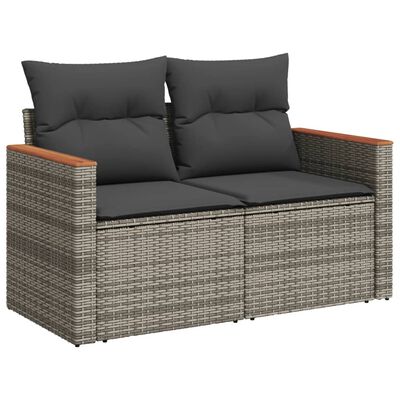 vidaXL 10-delige Loungeset met kussens poly rattan grijs