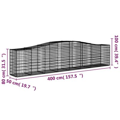 vidaXL Schanskorven 9 st gewelfd 400x50x80/100 cm gegalvaniseerd ijzer