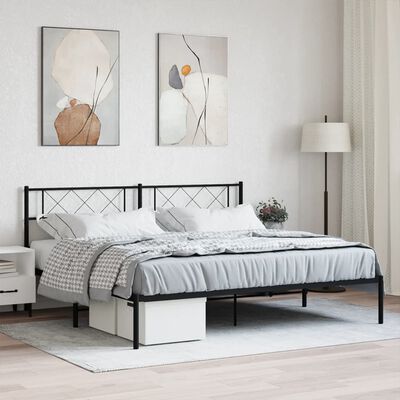 vidaXL Bedframe met hoofdbord metaal zwart 200x200 cm