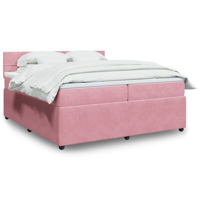 vidaXL Boxspring met matras fluweel roze 200x200 cm