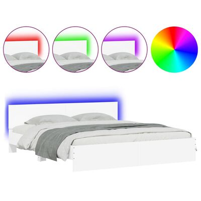 vidaXL Bedframe met hoofdeinde en LED-verlichting wit 200x200 cm