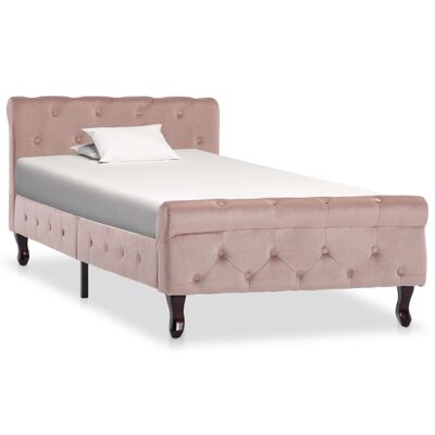 vidaXL Bedframe fluweel roze 90x200 cm