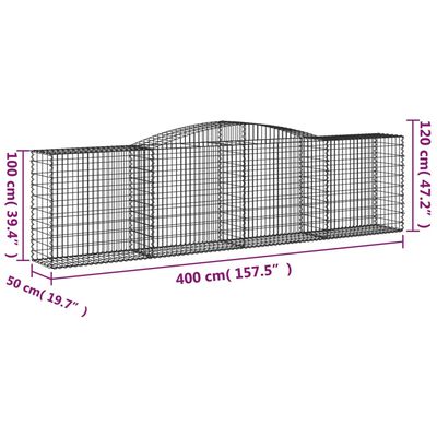 vidaXL Schanskorven 3 st gewelfd 400x50x100/120 cm ijzer