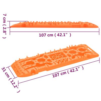 vidaXL Gripplaten 2 st 107x31x7 cm nylon oranje