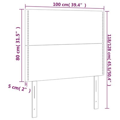 vidaXL Hoofdbord LED 100x5x118/128 cm kunstleer grijs