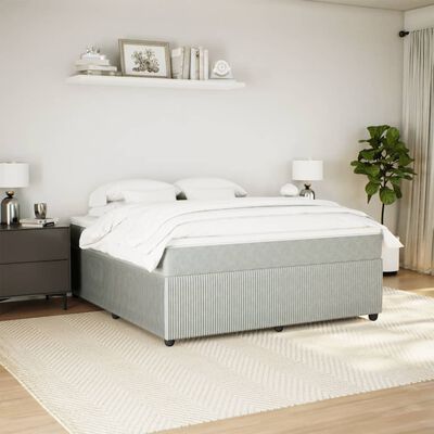 vidaXL Boxspring met matras fluweel lichtgrijs 180x200 cm