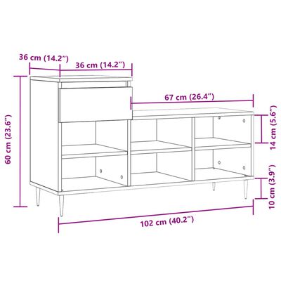 vidaXL Schoenenkast 102x36x60 cm bewerkt hout wit