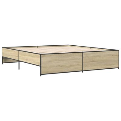 vidaXL Bedframe bewerkt hout metaal sonoma eikenkleurig 180x200 cm