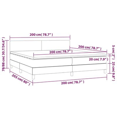 vidaXL Boxspring met matras stof lichtgrijs 200x200 cm