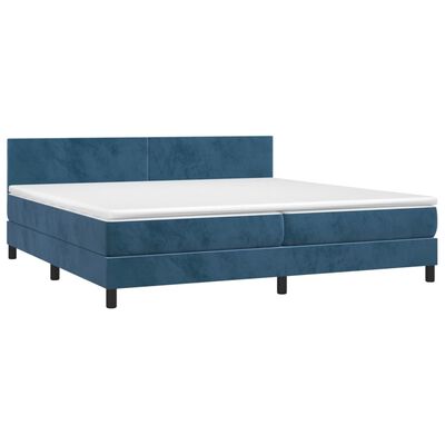 vidaXL Boxspring met matras fluweel donkerblauw 200x200 cm