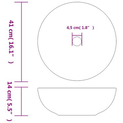 vidaXL Opzetwasbak rond Φ41x14 cm keramiek wit en blauw