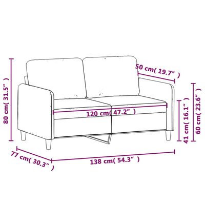 vidaXL Tweezitsbank 120 cm fluweel zwart