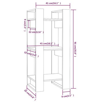 vidaXL Boekenkast/kamerscherm 41x35x91 cm massief grenenhout zwart