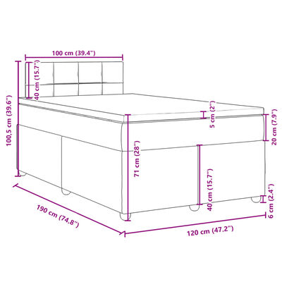 vidaXL Boxspring met matras stof donkergrijs 120x190 cm