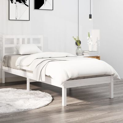 vidaXL Bedframe massief hout wit 100x200 cm