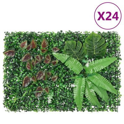  vidaXL Hek met kunstplanten 24 st 40x60 cm groen