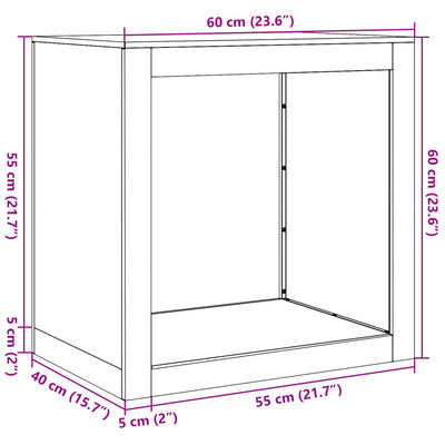 vidaXL Haardhoutrek 60x40x60 cm gegalvaniseerd staal