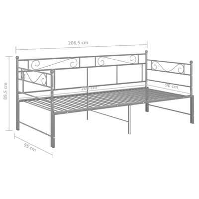 vidaXL Slaapbankframe uittrekbaar metaal grijs 90x200 cm